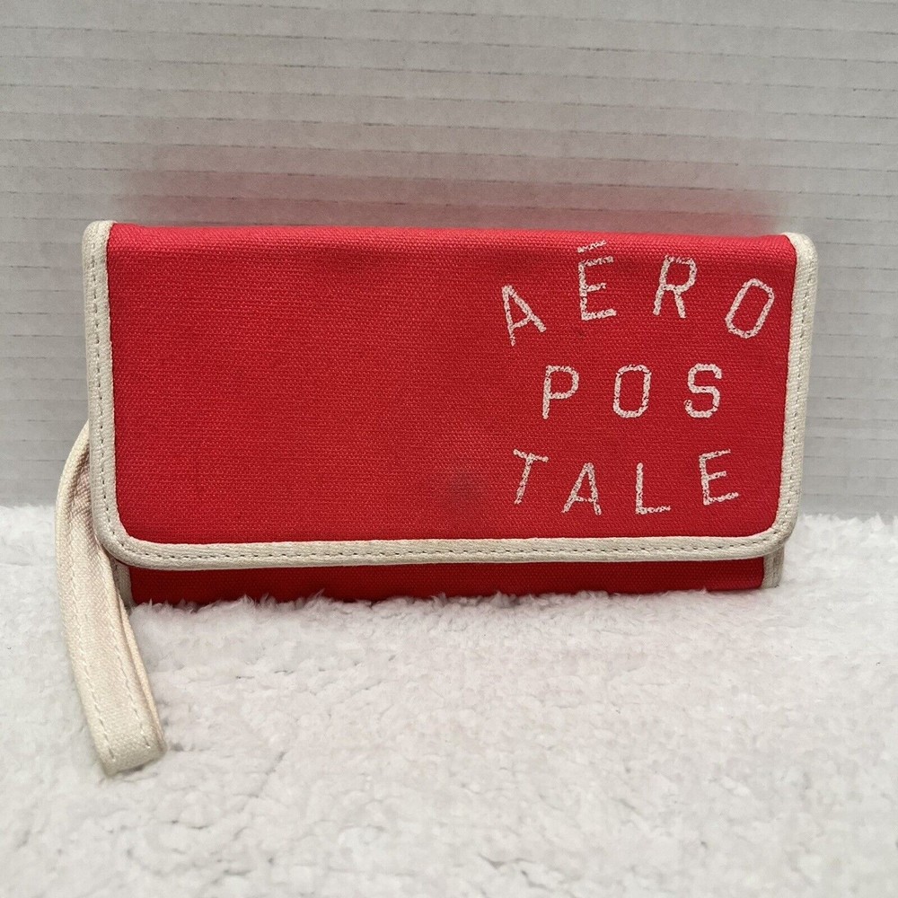 Aeropostale Stylish Wallet/Wristlet, Pink & Off-White Fabric